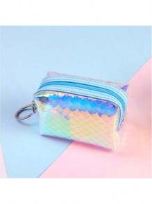Wzór łuski ryby, opalizująca portmonetka z PVC, przezroczysta kosmetyczka z PVC, holograficzna damska mini torebka na szminki, mała i urocza portmonetka, poręczna i wygodna saszetka na klucze do noszenia przy sobie, stylowa, mała i przenośna torba podręczna dla dziewcząt.