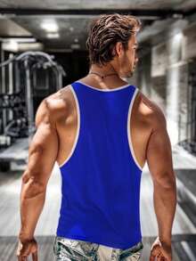 Men's Sleeveless T-Shirt With Line Detail – Style And Comfort In Every Movement - Blue - View 3