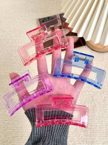 1/6/12pcs, Transparent Rectangular Hair Claw In 12 Candy Colors, Perfect For Daily Wear, Casual Parties, Work Commute, Vacation, Cleaning, Makeup, Clothing And Accessories Matching, Hair Claw Jewelry Clip