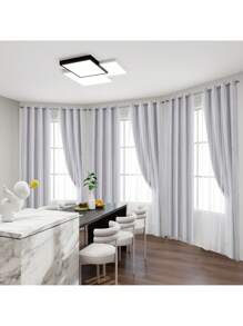 Top Eyelet/Hollow Star Cutout Curtain/Layered Solid Color Blackout And Sheer 2-In-1 Curtain/Blackout Bedroom Curtain/Bedroom Decor Curtain/Living Room/Classroom/Beautiful Sheer Lace Double Layer Curtain