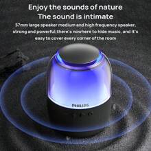 PHILIPS Colorful Bluetooth Speaker TAS2108 Long-Lasting Battery Life Bluetooth 5.3 TWS Interconnection Multi-Device Compatible 57mm Sound Unit Black