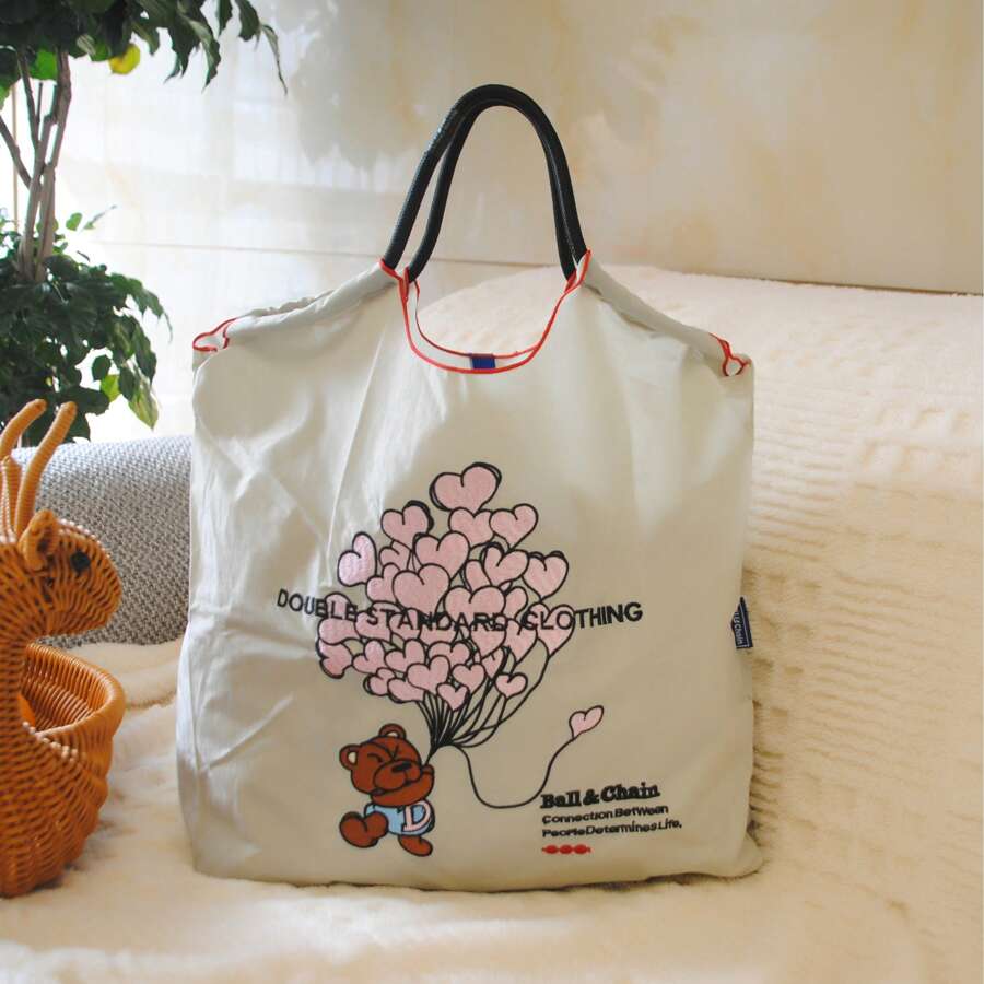 New Japanese Nylon Embroidered Bag, Fashion Versatile Niche Large Capacity Shoulder Tote Shopping Bag - Multicolor - View 1