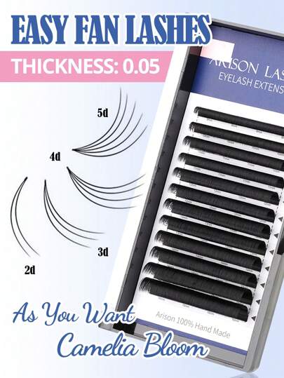 ARISON 12 排 0.05 厚度经典单层睫毛睫毛延长个别俄罗斯浓密睫毛哑光柔软优质睫毛高品质假睫毛化妆工具