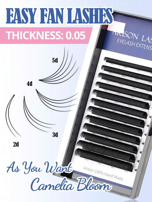 ARISON 12 rzędów 0,05 grubości Klasyczne rzęsy jednowarstwowe Rzęsy przedłużane Indywidualne rzęsy objętościowe rosyjskie Matowe miękkie Rzęsy premium Wysokiej jakości sztuczne rzęsy Narzędzia do makijażu