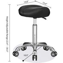 Stool Rolling Chair Hydraulic Adjustable With Wheels For Office Home Salon Spa Studio (Black)