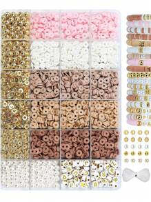 2400/4000PCS Clay Bead Bracelet Kit DIY Jewelry Making Kit Clay Beads Bracelet Making Kit, Flat Preppy Beads For Friendship Bracelets, Polymer Clay Beads Crafts Gifts - Polymer Clay - View 1