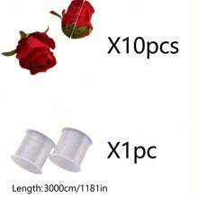 1 套婚礼装饰悬挂红玫瑰装饰 10 朵红玫瑰 1 卷 300 厘米透明丝线 - 人造丝花 - 适用于婚礼拱门、新娘送礼会、花束、派对中心装饰和天花板装饰 送给婚礼策划师和 DIY 爱好者的完美礼物 - 彩色 - 查看 3