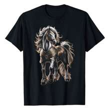 Horse Art Drawing Dressage Horseback Riding Horse Lover T-Shirt Graphic Tees Short Sleeve Casual Women Men T Shirts 100% Cotton Tee Shirt Womens Summer Tops Funny Print Women's T-Shirts Soft Comfy Everyday Wear Daily Gift Woman Tshirt Black - Black - View 1