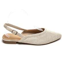 Women's Slingback Ballerinas | Pointed Toe And Braided Pattern - Beige-2233 - View 4
