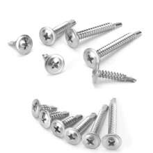 20/50 piezas Tornillos autorroscantes de acero inoxidable 410, cabeza triangular #8, cabeza plana, rosca completa, mano derecha, ranurado, grado 8.8, para metal, muebles, construcción y reparación, de 1/2 pulgada a 1-1/2 pulgadas de longitud