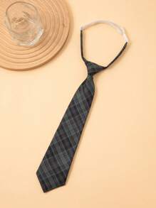 1pc 33cm Checkered Pre-Tied Tie For Teenagers & Children,  Student Necktie With Accessory For Festive Occasions, Performances, Suits & Dress Shirts
