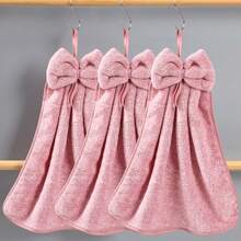 3pcs Bowknot Design Hand Towels, Quick Dry Soft Absorbent Non-Shedding, Suitable For Restaurant, Kitchen, Bathroom