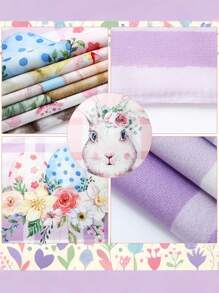 6Pcs Easter Chair Cover Watercolor Bunny Flower Eggs Easter Chair Back Covers Rabbit Spring Decorative Case Buffalo Plaid Farmhouse Decorations For Kitchen Wedding Party Decor