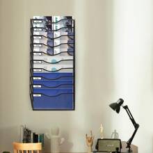 10 Layer A4 Size Document Shelf Wall-Sticking Tiered Pocket File Holder Mail/ Magazine Hanging Organizing Storage Rack With Hooks Modern Style Document Metal Rack For Home/ Office/ Shop - Black - View 7