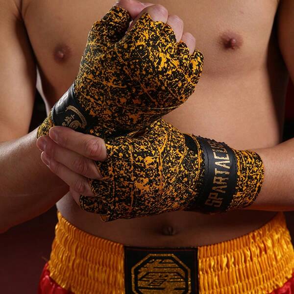 2 pezzi/1 paio di bende elastiche, multicolore per arti marziali, boxe, MMA, Muay Thai - accessori da palestra rosso, bianco, giallo, verde, nastri sportivi