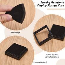 12 件装黑色宝石展示盒 2 英寸 X 0.78 英寸珠宝盒容器带透明顶盖适用于宝石硬币圣诞节节日婚礼珠宝包装