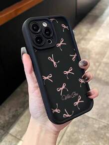 Minimalist Bow Carve Design Black Painted Soft Protective Phone Case Cover Compatible With IPhone 16/15/XR/16 Pro Max 7P 8P P12 Pro Max P13 Pro Max P14 Pro Max P13 P14 P11 P12 P14, XS/S/XS Max/7 8 S2 A03S A03 Core A04 A12 A13 A14 A21S A22 A23 A24 A32 A33 A34 A5 A51 A52 A53 A54, Cute & Fashionable Thick