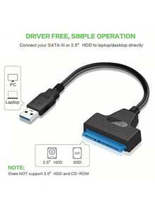 SATA To USB Cable, USB 3.0 To SATA III Hard Driver Adapter Compatible With 2.5 Inch HDD And SSD - Black - View 11