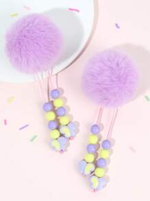 2pcs Toddler Hairball Hair Clips With Tassel,Soft And Cute Hairpins Hair Bows,Exquisite Hair Accessories For Daily Decoration(No Card)