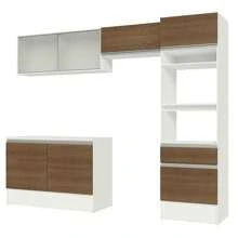 Armario De Cocina Completo Madesa 260cm Topazio 01 Blanco/Marrón - Marrom y Blanco - Ver 8