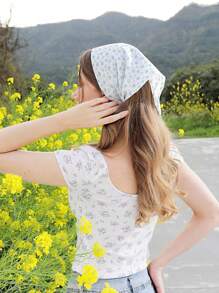 1 件女士简约碎花围巾，时尚披肩，薄款夏季防晒头巾