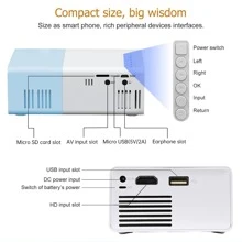 ZZPQVT Mini Projector, Miracast Version, Micro Home Cinema, Classic Power Supply, Old Movie Viewing, Support 20-80 Inches, Compatible With USB/AV/TF/Smartphone, USB Powered, Holiday Gift - Blue and White - View 3