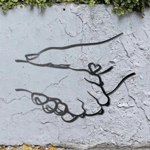 1 Pc Unique Hand-In-Hand Metal Wall Art - Minimalist Design For Dog Lovers - Decorative Art For Living Room, Hand-In-Hand Dog Lover Art