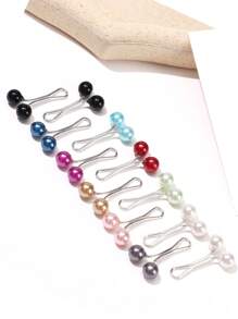 12件/套（颜色随机）穆斯林头巾珍珠发夹和发卡