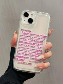 Étui de téléphone antichoc à couverture intégrale en TPU avec motif personnalisé, paragraphe anglais et slogan rose, compatible avec les séries iPhone 16, 15, 14, 13, 12, 11 Pro Max et les séries Samsung