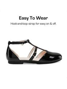 Girls Dress Shoes Mary Jane Flats For Little Girls Party Shoes With T Strap - 黑色 - 查看 5