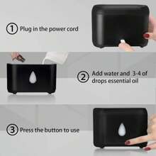 火焰精油扩散器、200毫升超声波冷雾香薰机、带自动关闭保护的香薰机、家用小型加湿器