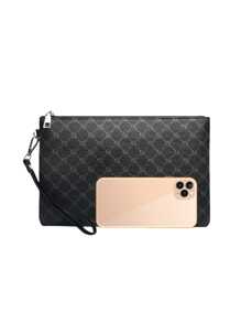 Bolsa De Mão Casual Masculina, Bolsa De Mão Com Design De Envelope, Bolsa De Mão De Pu Para Negócios