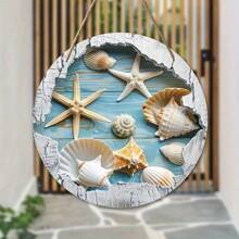 2D Charming Starfish & Shell Wooden Wall Decor - Vintage Summer Decoration, Suitable For Home, Porch, Dining Room, Bar, Wreaths, Room Decor Gifts Birthday Graduation - Multicolor - View 4