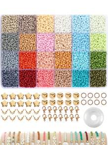 3mm Glass Seed Beads For Bracelets Making, Friendship Bracelet Making Kit For Girls, 24 Colors Bead Bracelet Kit, Beads For Jewelry Making Kit, DIY, Arts And Crafts Gifts