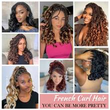 Ginger French Curl Braiding Hair 12 Inch 1 Pack Curly Braiding Hair Curly End Braids Crochet Hair Extensions 50g/Pack Pre Stretched Braiding Hair Bouncy Loose Wavy Synthetic Hair For Halloween - Multicolor - View 7