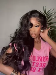 40 Inches 250% Density Lace Front Wig Human Hair Body Wave 5x5 Closure Glueless Wigs Transparent Swiss Lace 200% Density 13x4 Lace Front Wigs Human Hair Pre Plucked With Baby Hair For Women Natural Black - Natural Black - 查看 2