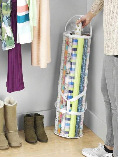 1 件透明礼品包装储物袋、带白色手柄的 PVC 包装纸储物袋、易于携带的管状容器、圣诞装饰、圣诞装饰品、透明圣诞新年礼品包装收纳袋。