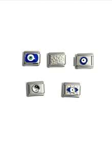 5个9*10mm不锈钢方形眼形模块化手链链节，焊接嵌入式，不易脱落，DIY手工手链配件，创意珠宝工艺材料 - Eye Modular Bracelet - 查看 7