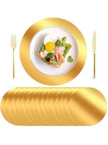 Gold Color Paper Placemats, 13-Inch Metallic Gold/Silver Disposable Placemat For Dining Table, Party, Wedding, Dinner