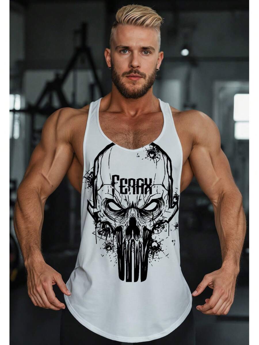 Men's Fitness Gym Tank Top White Shot - 白色 - 查看 1