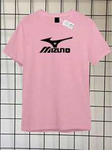 T-SHIRT 100% COTTON SHIRT PRINT MIZZU TENNIS TOP - 淺粉色 - 查看 1