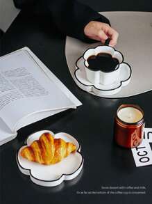 1 件奢华花瓣形咖啡杯碟，陶瓷茶杯和餐具套装，适合下午茶、甜点和礼物、早餐、茶会、居家、花园、餐厅、夏季和冬季 - 彩色 - 查看 7