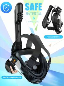 1 Set Full Face Snorkel Mask, Comes With 1 Pair Of Ear Plugs, Utilizes Latest Dry Top System, Foldable 180 Degree Panoramic Snorkel Mask With Camera Mount, Safe Breathing, Anti-Leak And Anti-Fog Adult Snorkeling Gear - Multicolor - View 6