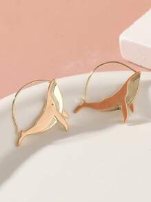 A Pair Of Cute Retro Whale Earrings, Copper Animal Earrings, Creative Jewelry Gifts For Women's Holiday Parties - Two-color - View 2