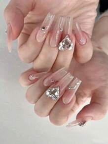 30 件/包美甲装饰，不同尺寸的 K9 心形水钻，颜色包括粉色、白色和 DIY 指甲饰物指甲宝石美甲用品指甲 - 白色 - 查看 8