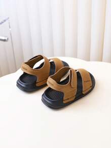 1 Par de Sandalias de unicolor de PU con punta abierta, de secado rápido, transpirables, de moda, hechas a mano, con cierre de conveniente, adecuadas para niño, niña, niños, para playa/interior exterior/exterior/festivales, primavera/verano