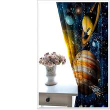 2pcs Space Planet Printed Sheer Curtains, UV Protection, Machine Washable Polyester For Living Room, Bedroom, Kitchen, Cafe, Balcony And Garden Decoration - Multicolor - View 7