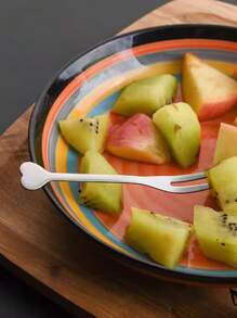 1 pieza Tenedor de fruta en forma de corazón de acero inoxidable creativo, palillos de fruta de moda, mini tenedores para pasteles y postres, pinchos para aperitivos