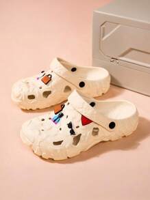 女士可爱镂空心形空气清新剂舒适时尚百搭拖鞋，优雅甜美凉鞋 - 米色 - 查看 2