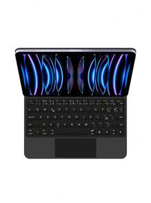 磁性可拆卸背光触摸键盘保护套兼容 iPad Pro 11 英寸/12.9 英寸 6 代 Air 5 代 4 代 3 代 2018-2022、iPad 10 代 10.9 英寸 - 阿拉伯语/西班牙语/德语/法语/日语 - 黑色[西班牙文] - 查看 2